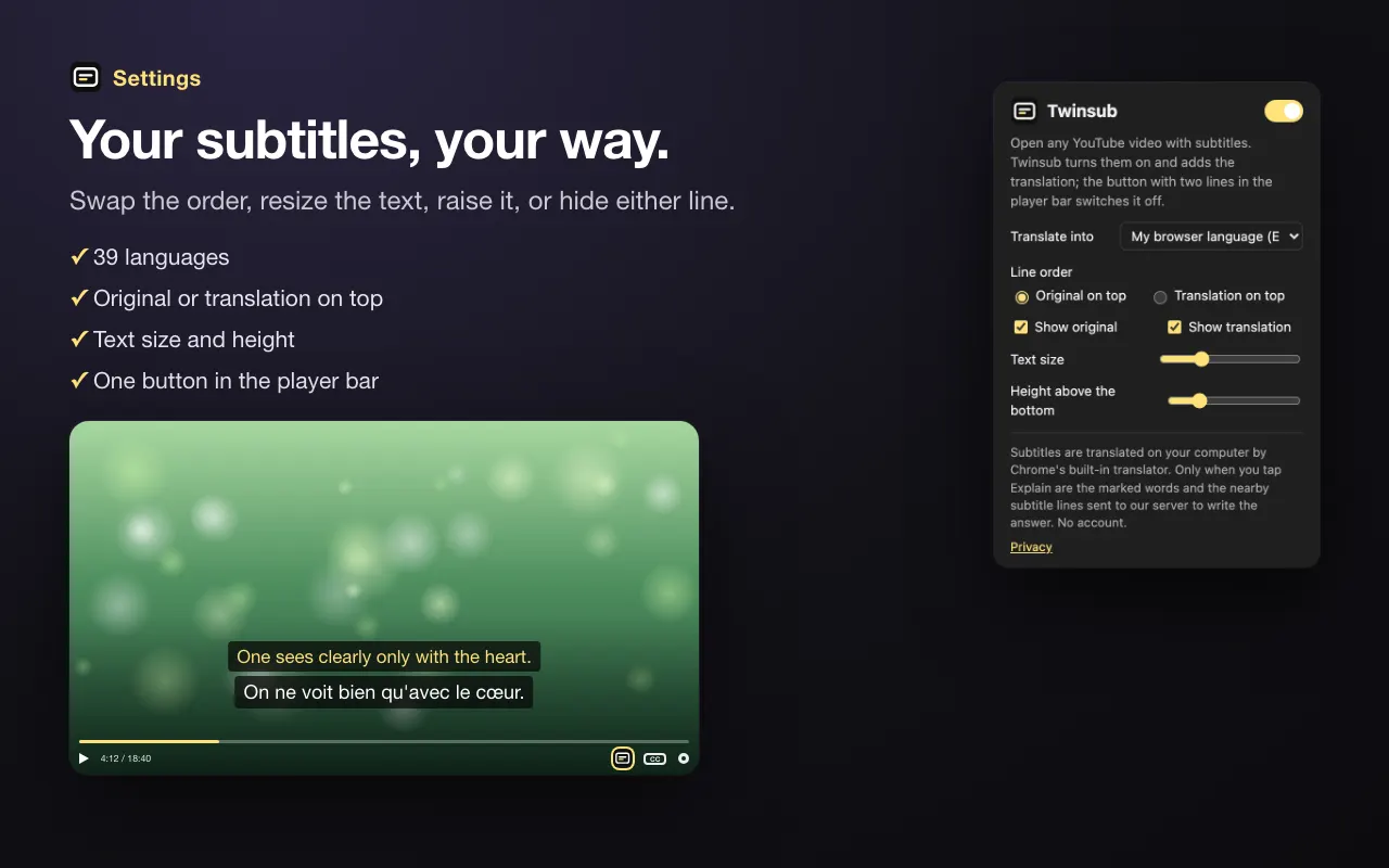 Your subtitles, your way.