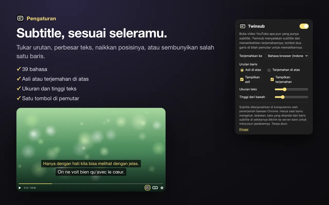 Subtitle, sesuai seleramu.
