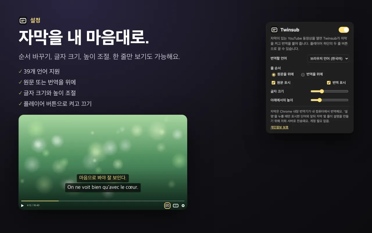 자막을 내 마음대로.